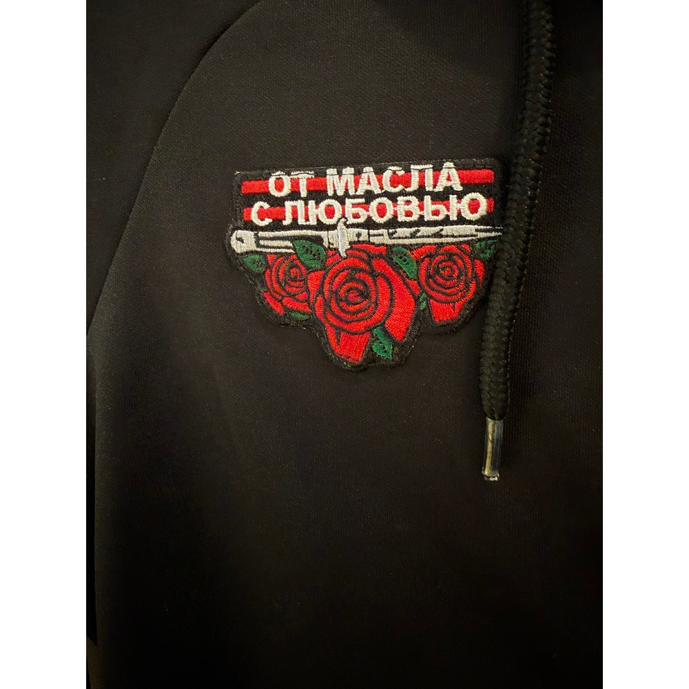 Kappa x Extra Butter x Gosha Black Cropped Zip Hoodie Logo Tape Women's Small - Picture 3 of 7